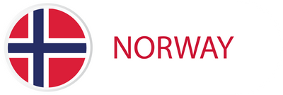Norway flag in button with word of Norway.